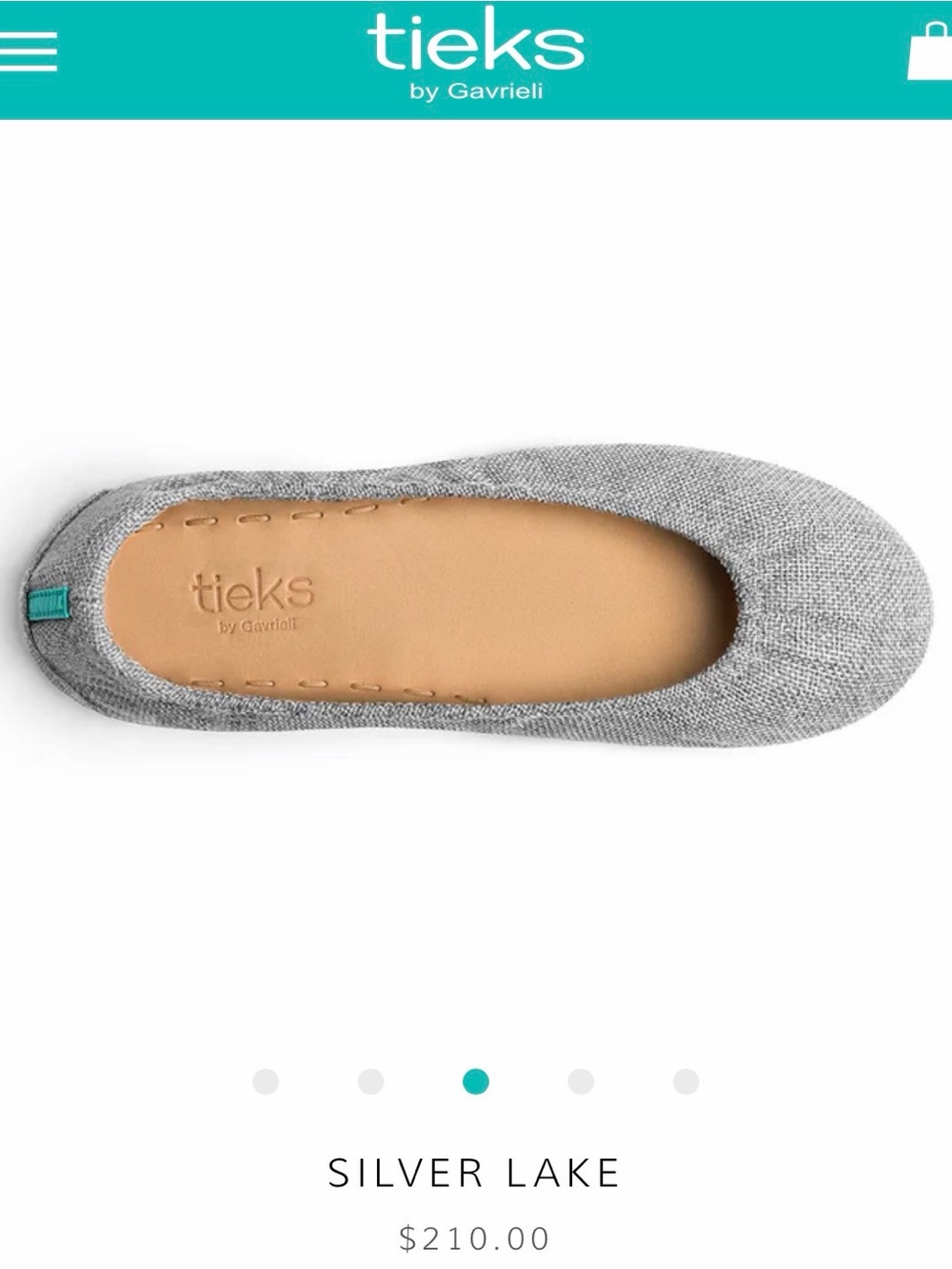 Tieks Silver Lake Foldable Ballet Flats — Silver & Teal Accents - Picture 3 of 5